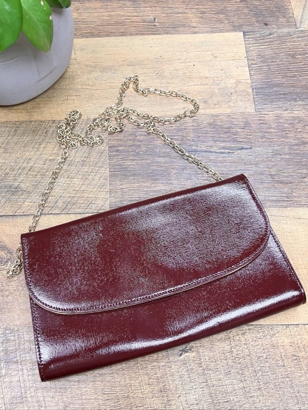 Nordstrom Curved Day Clutch Burgundy